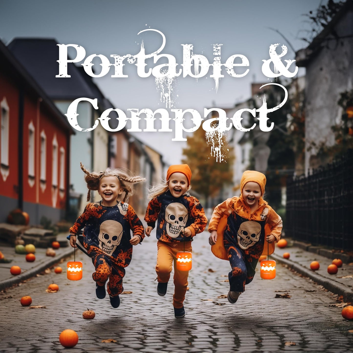 EverBrite 6-Pack Halloween Pumpkin Lantern, Collapsible Jack O Lantern Pumpkins with Lanyard, Halloween Party Favors, Light up Pumpkin Outdoor for Halloween Party Decoration, Battery Included