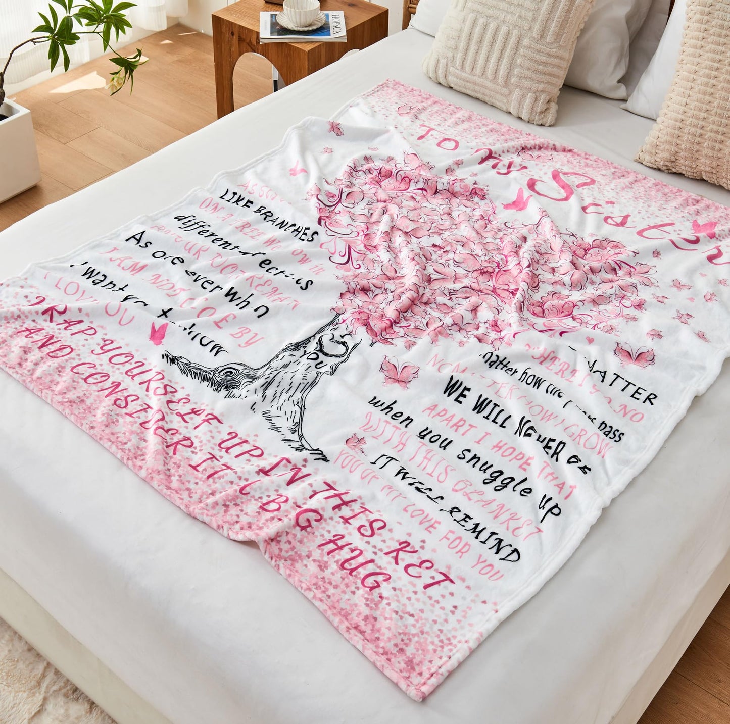 Mothers Day Blanket Gifts for Sister, Happy Birthday Sister Gifts Blanket, Sisters Gift from Sis, Sisters Gift for Christmas - Graduation - Thanksgiving Soft Throw Blanket 60" X 50"