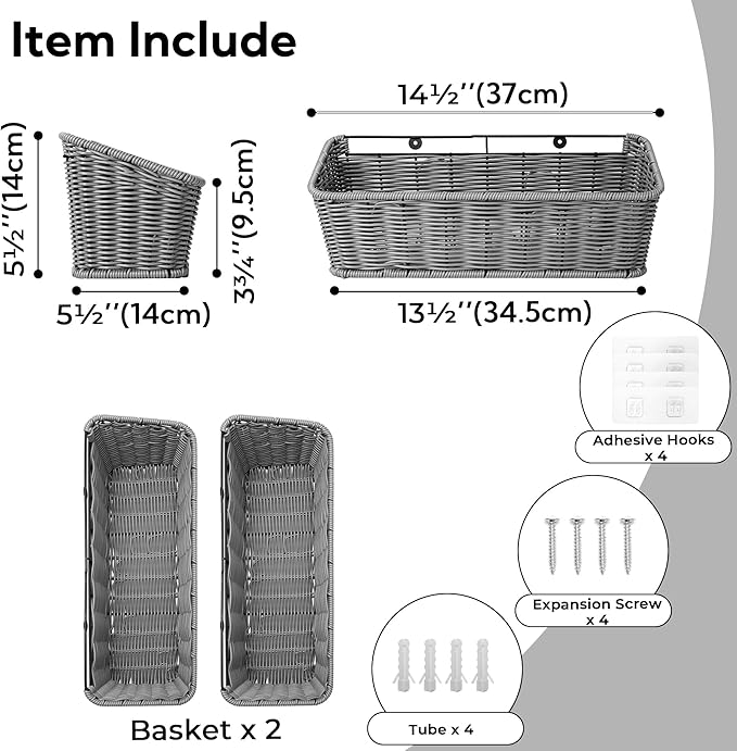 GRANNY SAYS Wicker Hanging Basket, 2 Pack Storage Baskets
