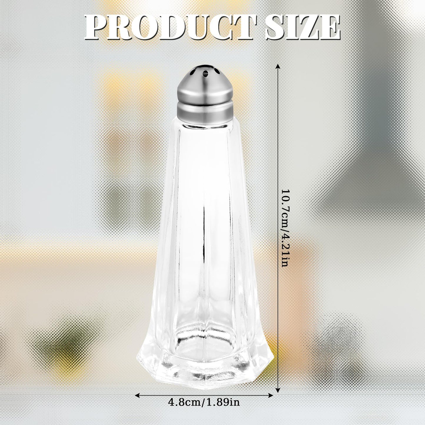 Bokon Set of 24 Tower Glass Salt and Pepper Shakers Bulk 1oz Small Tower Spice Shakers Refillable with Stainless Steel Chrome Top Lid for Home Restaurant Kitchen Seasonings Supplies