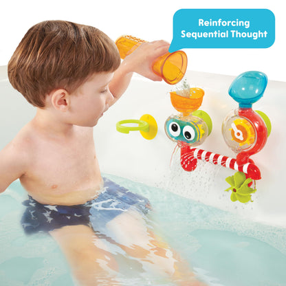 Yookidoo Baby Bath Toy - Spin 'N' Sprinkle Transparent Water Lab - Spinning Gear and Googly Eyes - Attaches to Any Size Tub Wall (1-3 Years)