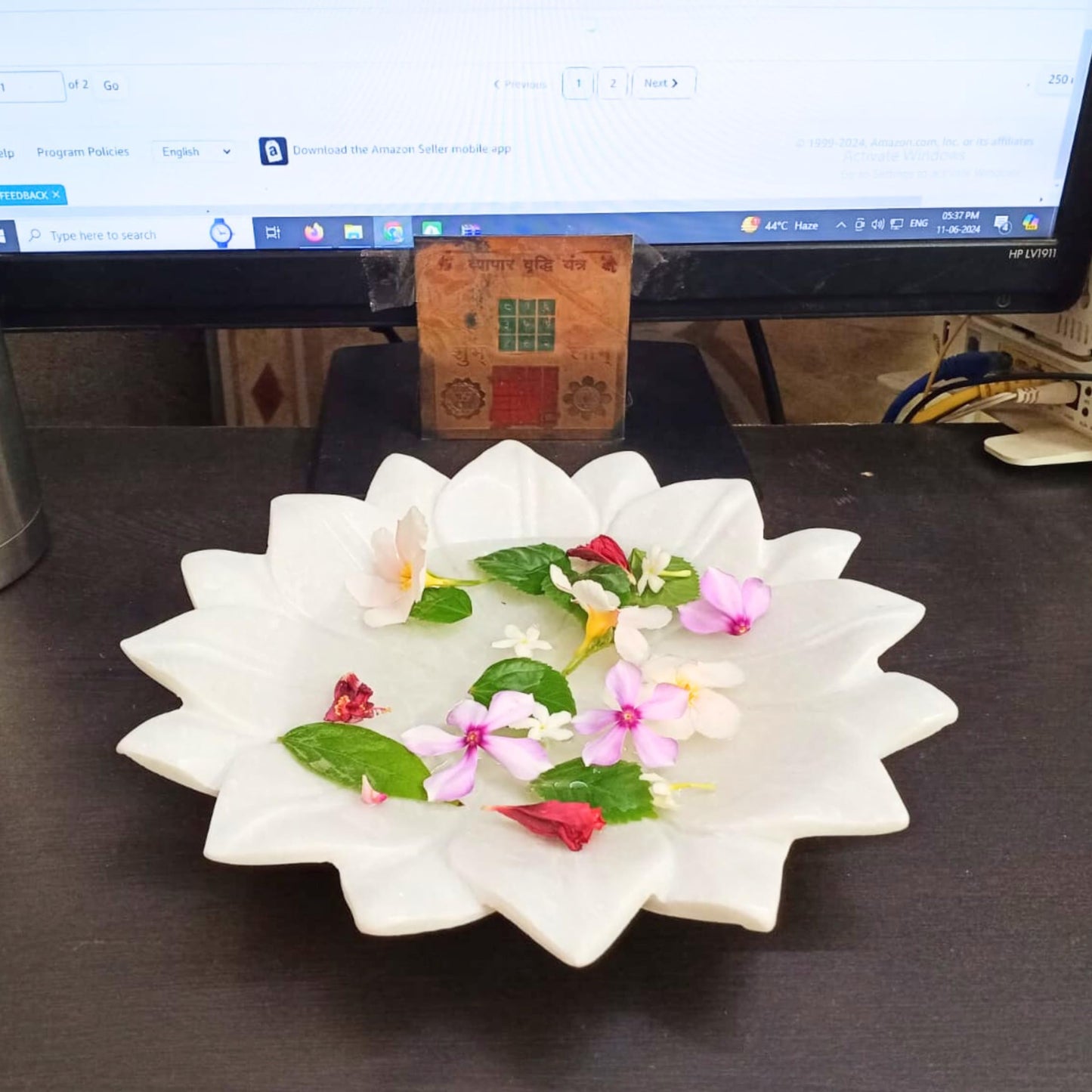 Marble Ruffle Bowl 6 Inch – Handcrafted White Marble Decorative Bowl | Elegant Curved Edge Stone Bowl for Office Desk, Dining Table, Jewelry, Keys & Fruit | Housewarming & Wedding Gift Home Decor