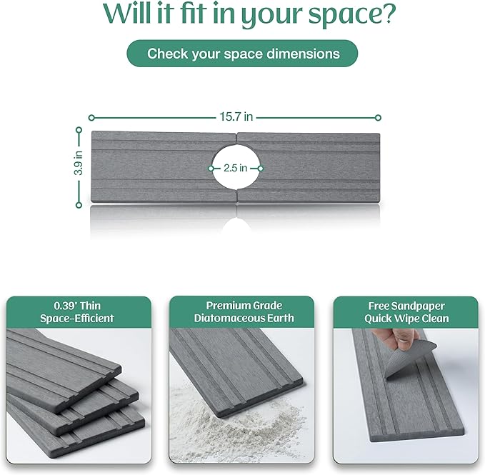 Stone Faucet Mat for Kitchen Sink Splash Guard 15.7" x 3.9"