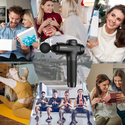 RAEMAO Massage Gun, Handheld Electric Deep Tissue Muscle Massager for Athletes for Pain Relief Attaching 8 Replacement Heads, Percussion Massager with 10 Speeds, Father's Day Gifts, Carbon
