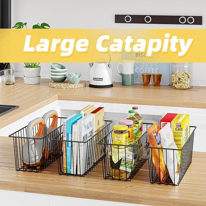 Simple Trending 6 Pack Wire Basket Wall Mount Baskets Hanging Baskets, Cabinets