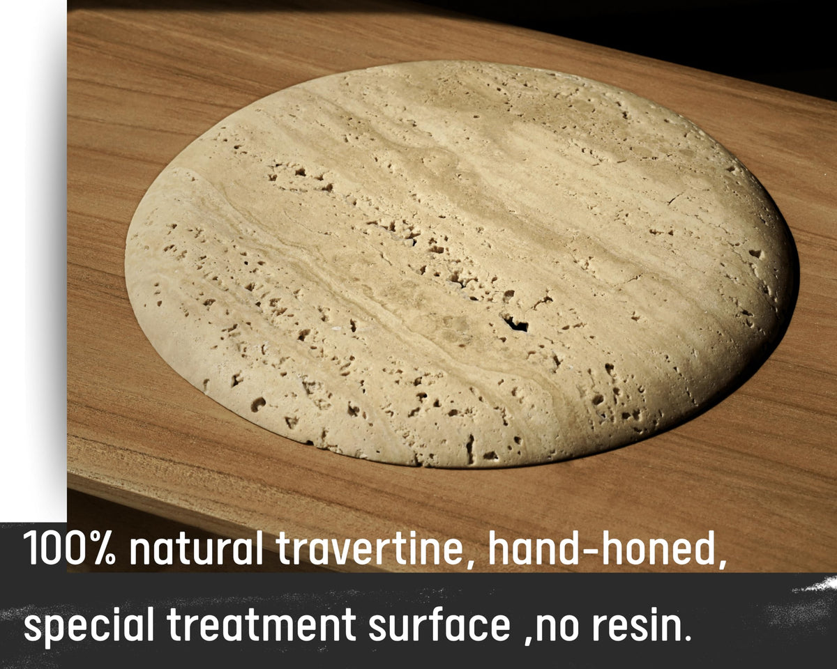 astavostone Natural Travertine Tray 9.5'' – Cream Beige Marble Decorative Tray, Fruit & Vase Display Plate, Decorative Catchall for Keys, Jewelry & Objects on Table, Island or Entryway Counter Decor