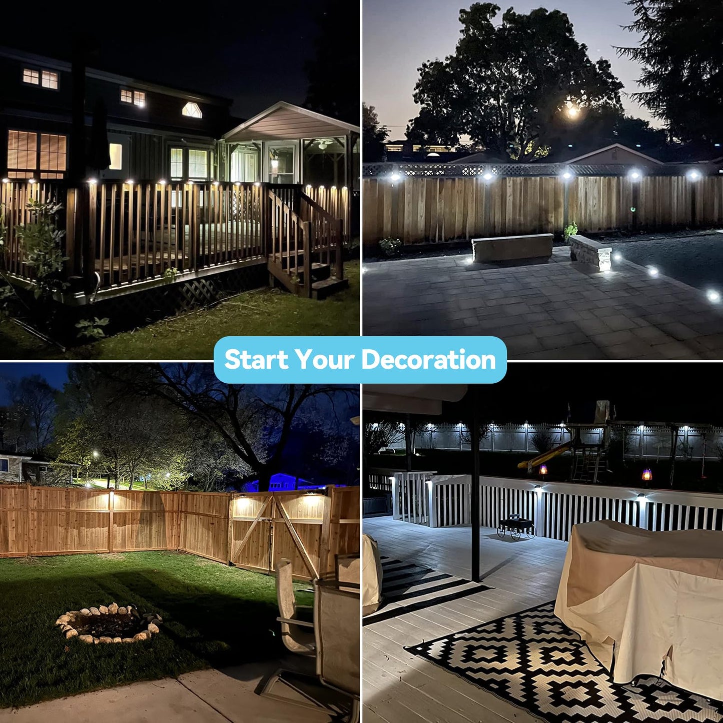 Bridika Solar Fence Lights Warm White & White, Solar Outdoor Wall Lights, Fence Solar Lights Outdoor Waterproof for Step, Backyard, Fence, Wall, Patio, Deck Railing, Stair (8 Pack)