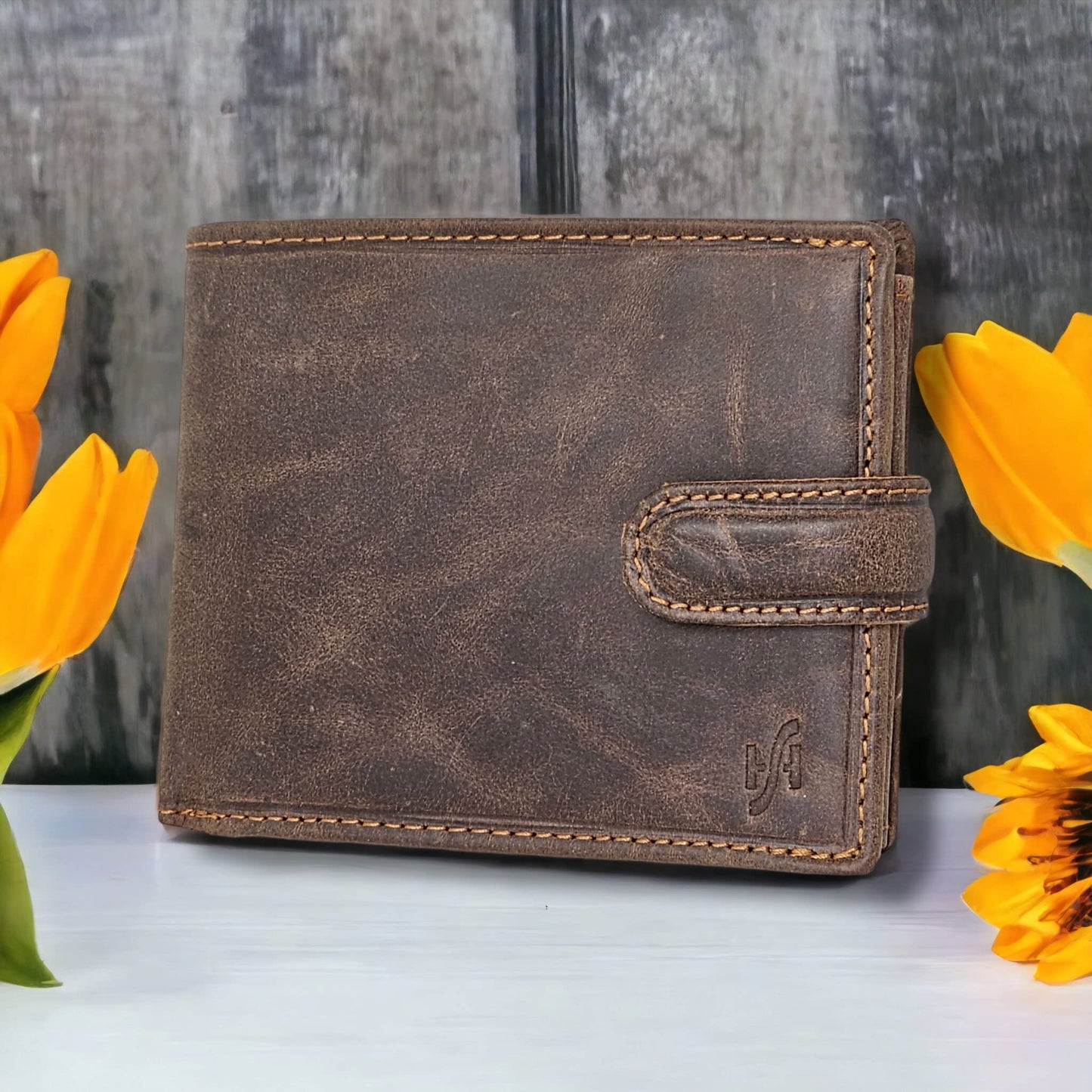 STARHIDE Men’s RFID Blocking Genuine Leather Wallet – Twin ID Card Holder, Coin Pouch, 7 Card Slots, 2 Note Compartments & Gift Box – Slim Bifold Wallet for Men 1213 (Hunter Brown)