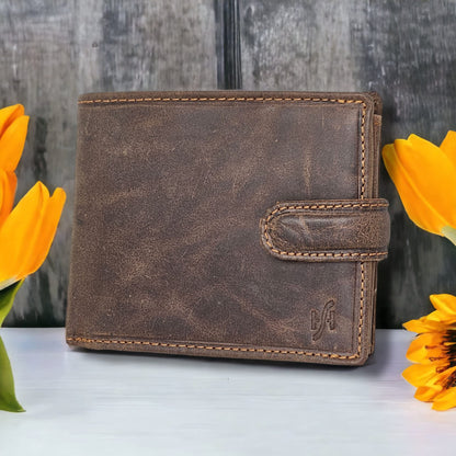 STARHIDE Men’s RFID Blocking Genuine Leather Wallet – Twin ID Card Holder, Coin Pouch, 7 Card Slots, 2 Note Compartments & Gift Box – Slim Bifold Wallet for Men 1213 (Hunter Brown)