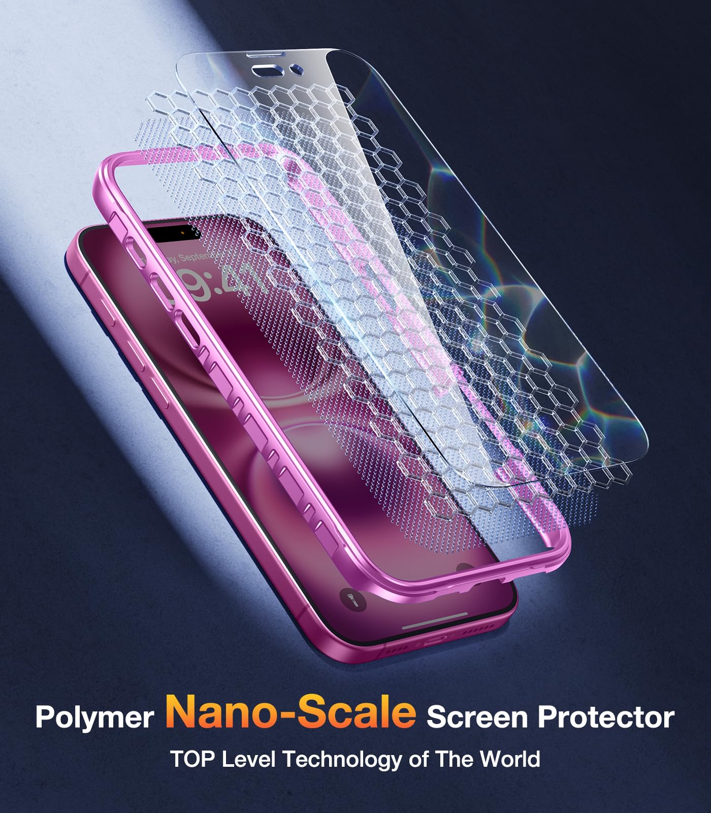 Diaclara Designed for iPhone 16 Case, Full Body Rugged Case with Built-in Touch Sensitive Anti-Scratch Screen Protector, Upgraded [Full Camera Protection] for iPhone 16 6.1" (Pink)