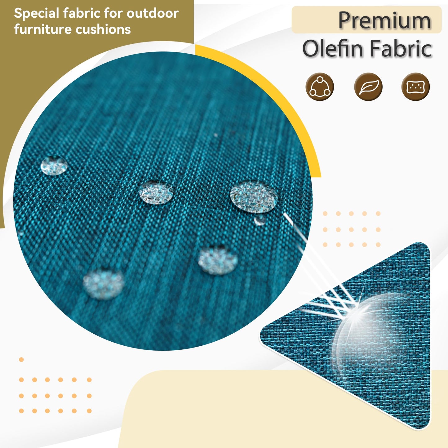 AONETOZ Luxury Outdoor Cushions Set 24 x 22 Inch, 5" Thick Olefin Patio Furniture Cushions, 30D Sponge Filling Fade Waterproof Fade Resistant with Removable Covers and Lumbar Pillow Aspen Malachite