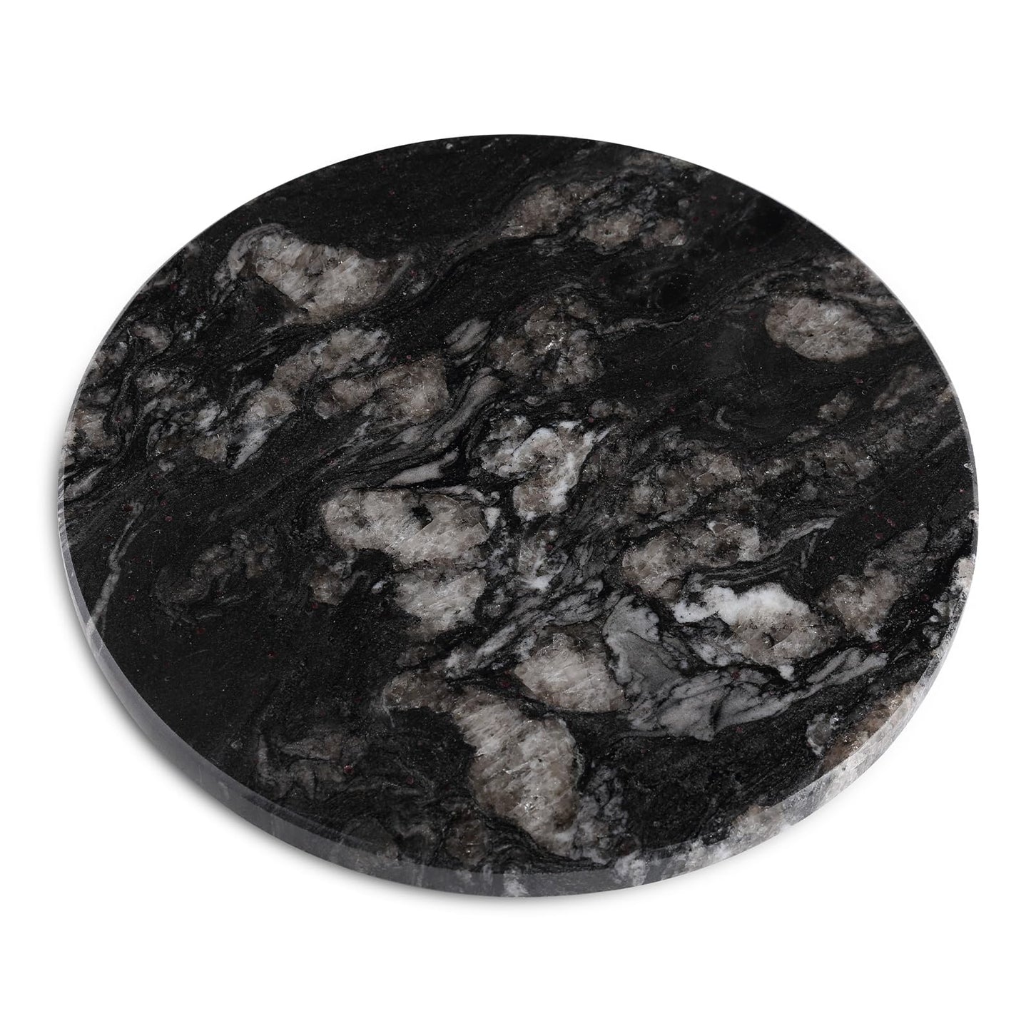 Koville Brazilian Natural Granite Round Cutting Board for Kitchen, 11" Round Hand Crafted Stone Slab for Cheese, Charcuterie, Pastry Board - Wedding Gift, House Warming Gift(Blue Fantasy)