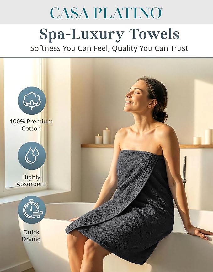 Casa Platino 100% Cotton Bath Towel Pack of 8