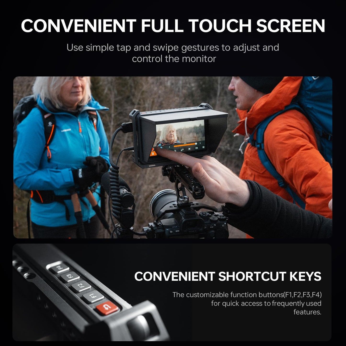 VILTROX DC-X2 2000 Nits Camera Field Monitor Kit with Rig Cage 6 Inch Touchscreen DSLR Monitor with 1920x1080 IPS 4K HDMI Loop in/Out 3D LUTs Waveform Video Peaking Focus Assist Battery Sunshade Hood