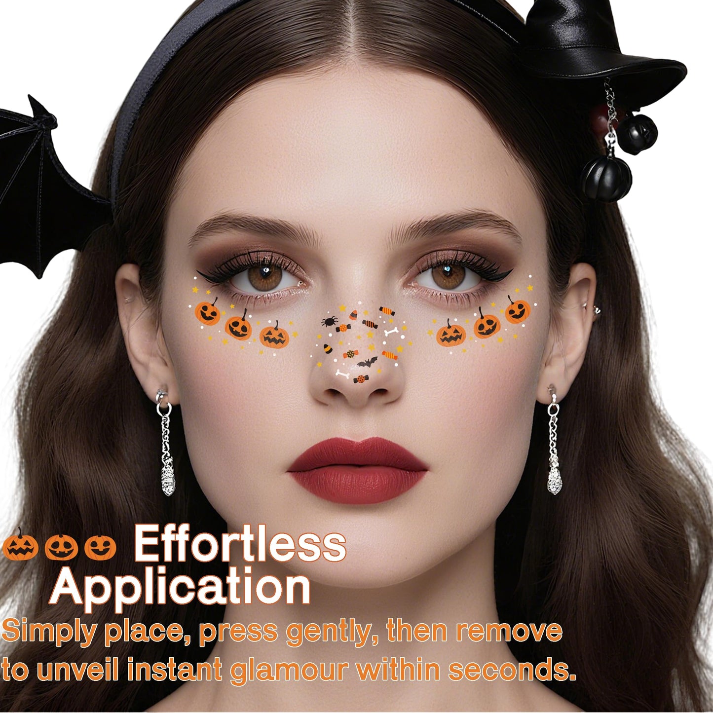 Halloween Costumes Woman 2025-9 Pack Black Bat Freckles Face Tattoos | Halloween Makeup for Adult - Rave Accessories Shirts Pajamas Treats Party Favors Supplies,Halloween Games Toys Gifts Crafts