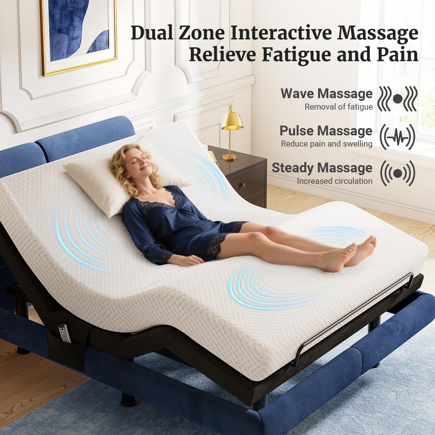 Tami Tami T600 Adjustable Bed Frame Twin XL Size with Remote & Massage - Syncable Electric Beds Bases, Zero Gravity, USB, Side Pocket, Nightlight, Quiet Motor, 5 Min Easy Assembly