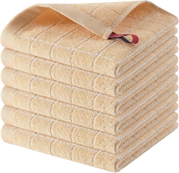 Homaxy 100% Cotton Terry Kitchen Dish Cloths, Ultra Soft and Absorbent Dish