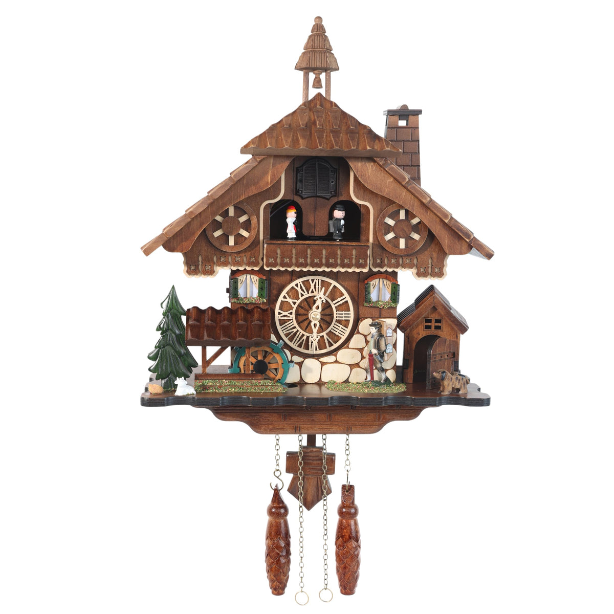 Cuckoopro Cuckoo Clock, Black Forest Style Wooden Pendulum Quartz Wall Clock, Volume Control, Night Silent, Gift Package, Professional Service