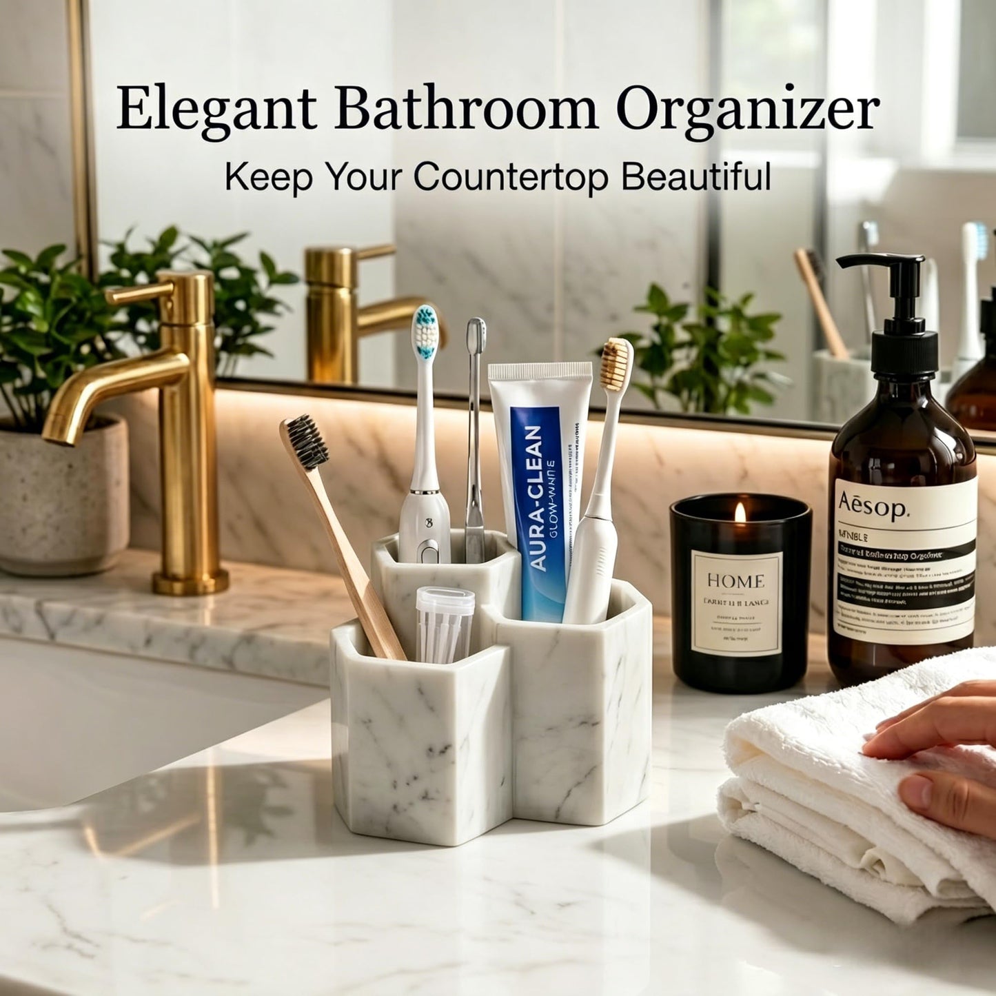 Resin Toothbrush Holders for Bathrooms, Electric Toothbrush and Toothpaste Holder,3 Slots Tooth Brush Organizer for Bathroom Countertop, Shower, Vanity
