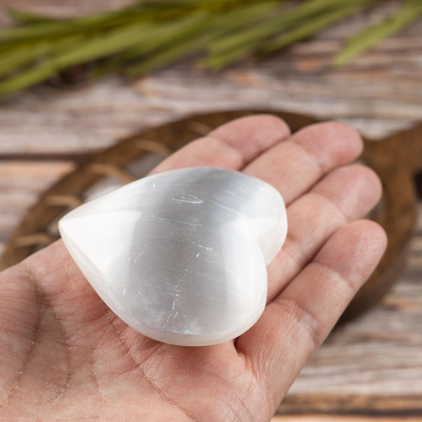 2 pc Selenite Heart Palm Stone, Heart Shaped Crystals and Healing Stones- Pocket Worry Stone for Anxiety and Stress Relief - Healing Crystals for Meditation, Reiki, Spiritual and Crystal Gifts