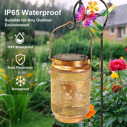 Butterfly Solar Lanterns Outdoor Waterproof with Shepherd Hook, Gifts for Mothers Day Birthday Women Mom Grandma, Metal Solar Hanging Lights Garden Decor for Outside Yard Patio Pathway Backyard Porch