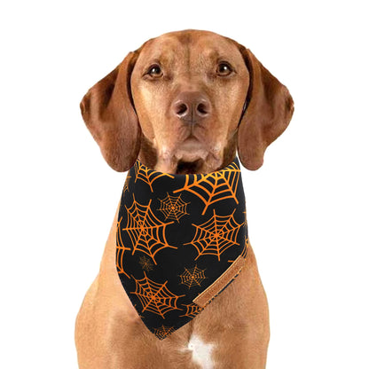 Realeaf Halloween Dog Bandanas 2 Pack, Pumpkin and Spider Web Bibs, Triangle Reversible Fall Pet Scarf, Premium Durable Fabric, Adjustable Fit (Small)