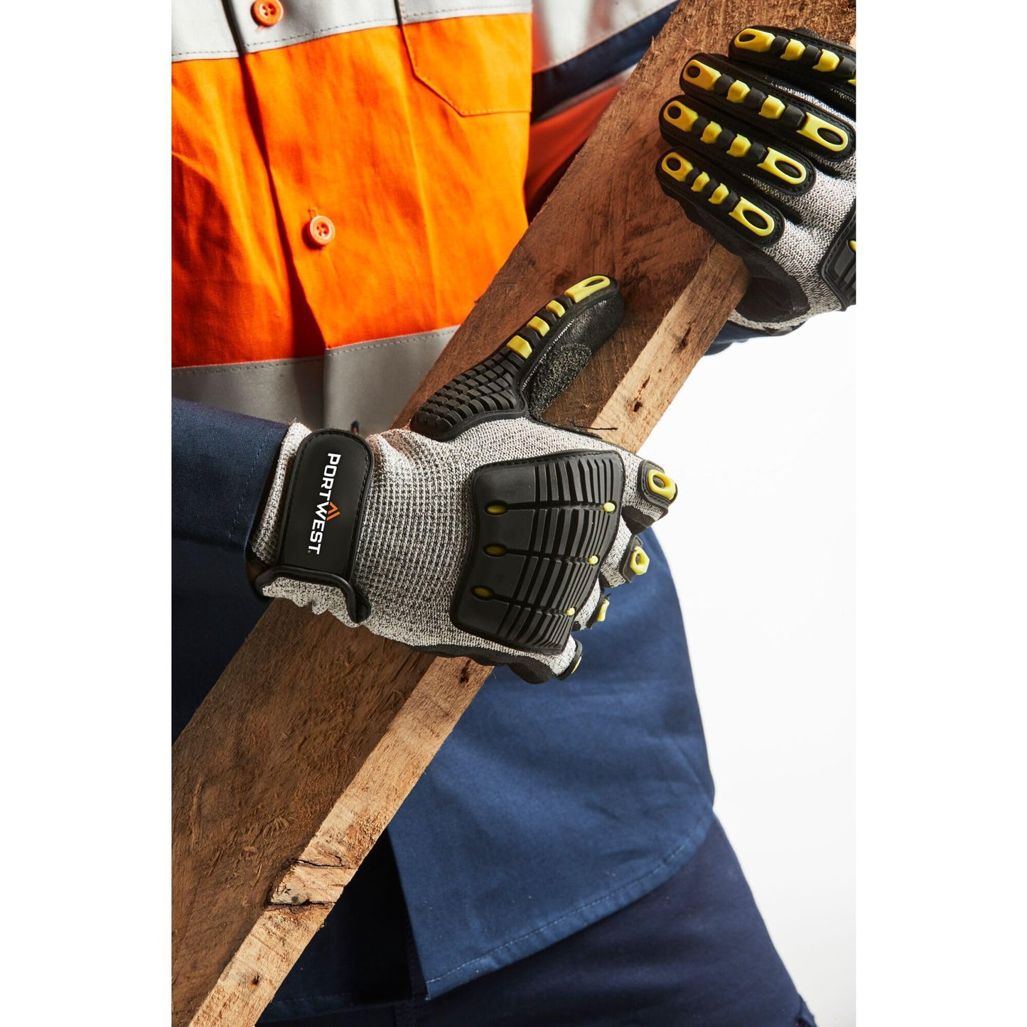 Portwest A722 Durable Anti Impact Cut Resistant Glove Grey/Black, Large