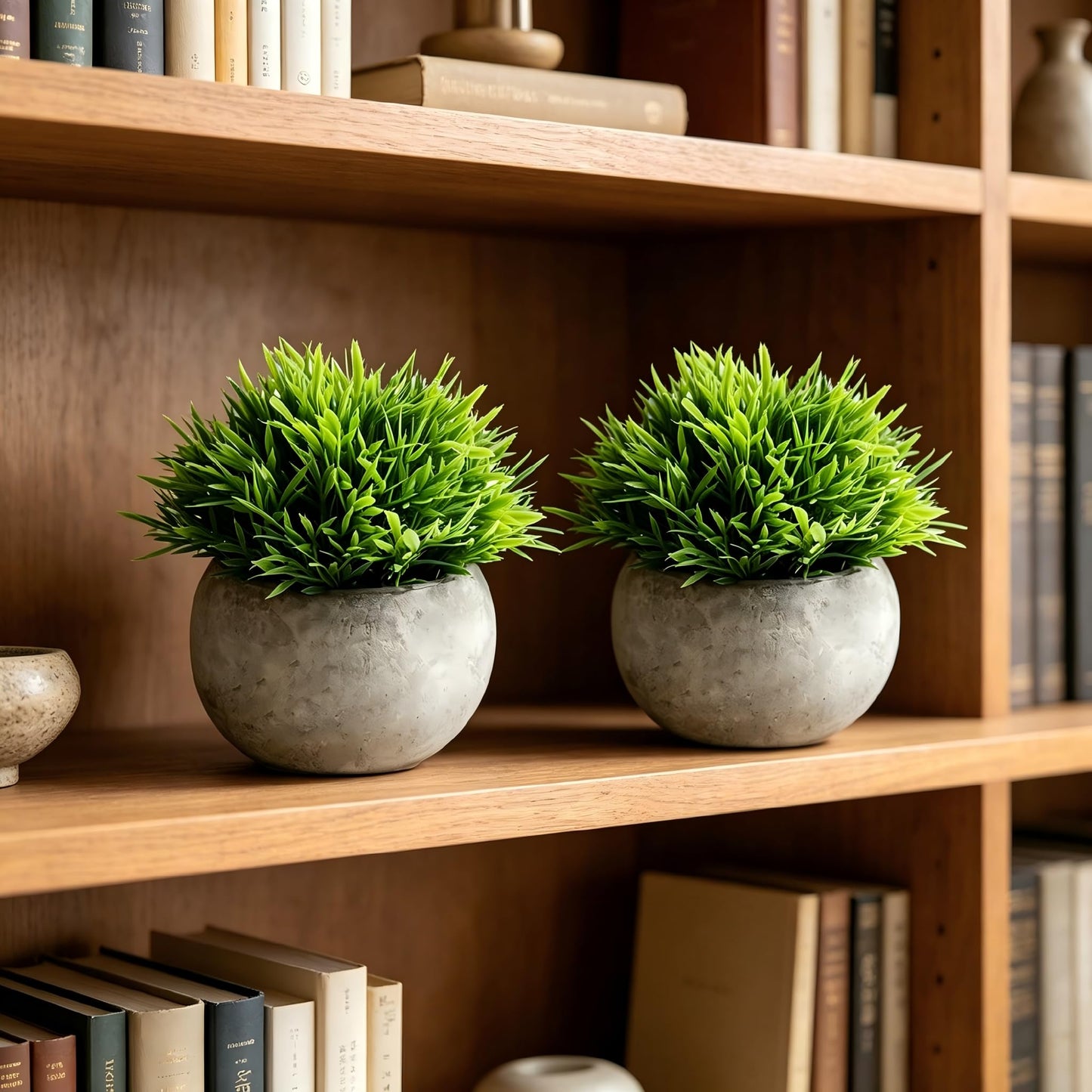 THE BLOOM TIMES 2 Pcs Small Fake Plants for Home Decor Indoor, Artificial Faux Potted Greenery for House Office Decorations