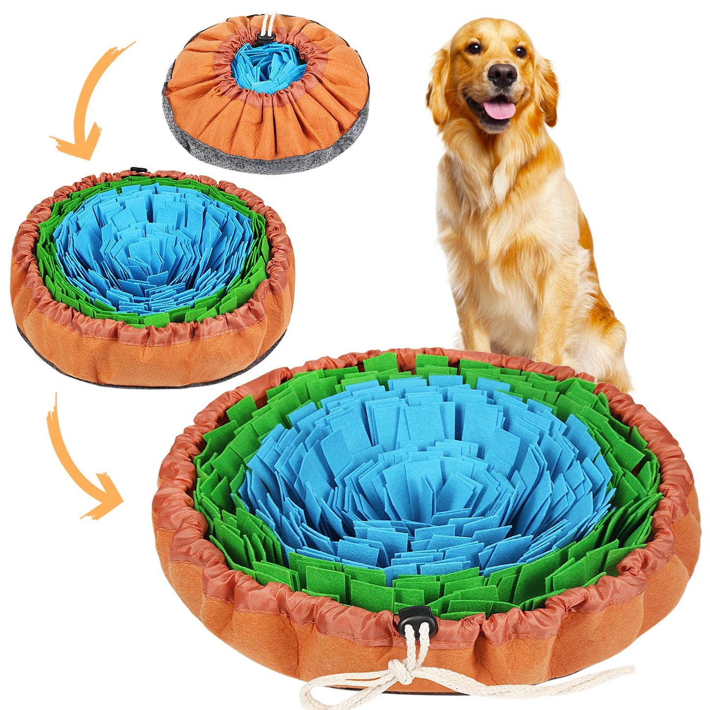 Vivifying Snuffle Mat - Durable, Washable Interactive Game Toy for Large Dogs and Puppies (18in / 46cm Diameter)