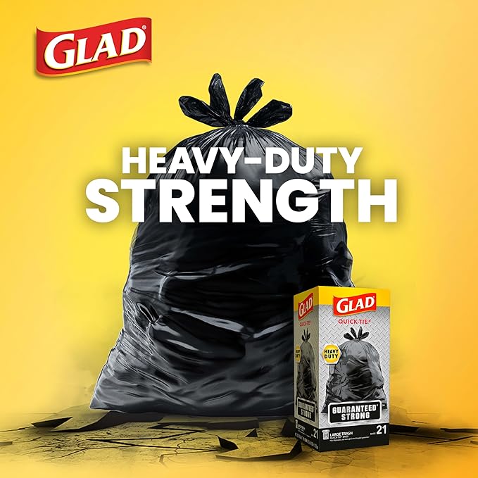 Glad Trash Bags, Strong Quick-Tie Large Garbage Bags
