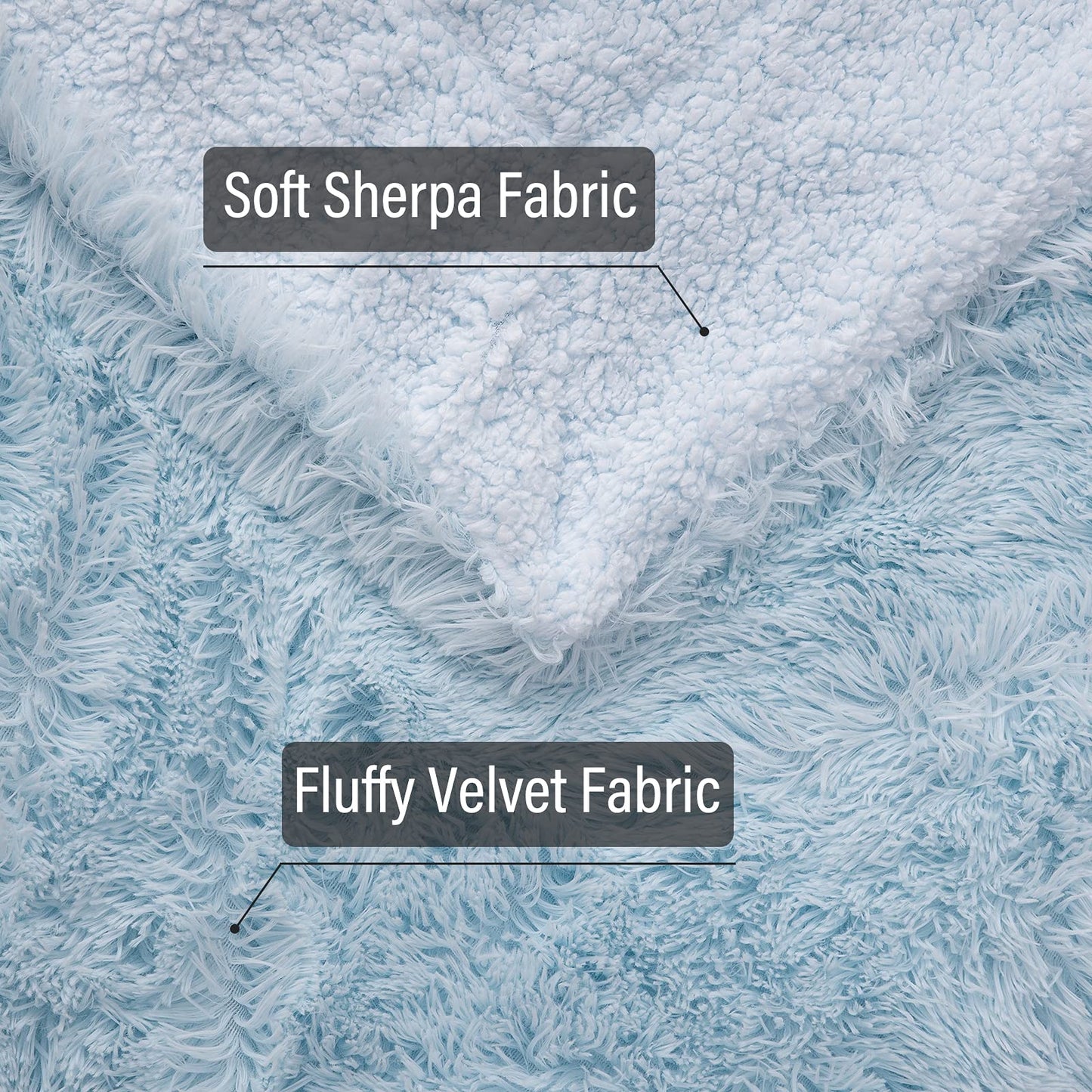 Faux Fur Throw Blanket, Super Soft Lightweight Shaggy Fuzzy Blanket Warm Cozy Plush Fluffy Decorative Blanket for Couch,Bed, Chair (Light Blue, 51"x63")