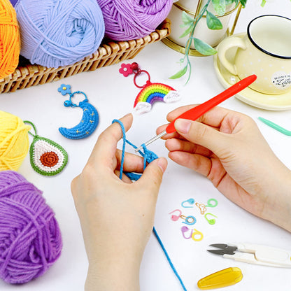 INSCRAFT 113 Piece Crochet Kit with Yarn Set– 1600 Yards Assorted Yarn for Knitting and Crochet, 73PCS Crochet Accessories Set Including Ergonomic Hooks, Knitting Needles & More Ideal Beginner Kit