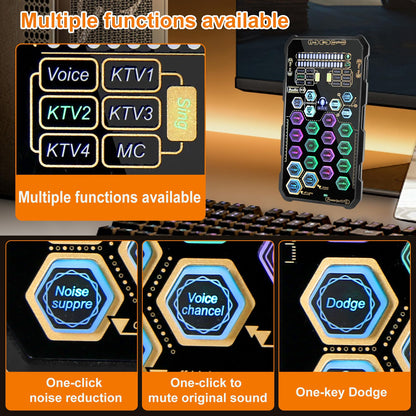 Small Handheld Sound Card Set for Podacsting, Broadcasting, Living, Singing, Recording, Gaming with Families, Friends, Gift,YouTube, TikTok