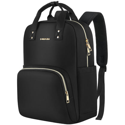 Z-MGKISS Laptop Backpack Women, 15.6 Inch Casual Daypack, Lightweight Stylish Rucksack for Travel Business College, Gifts for Ladies Teacher Nurse, Black