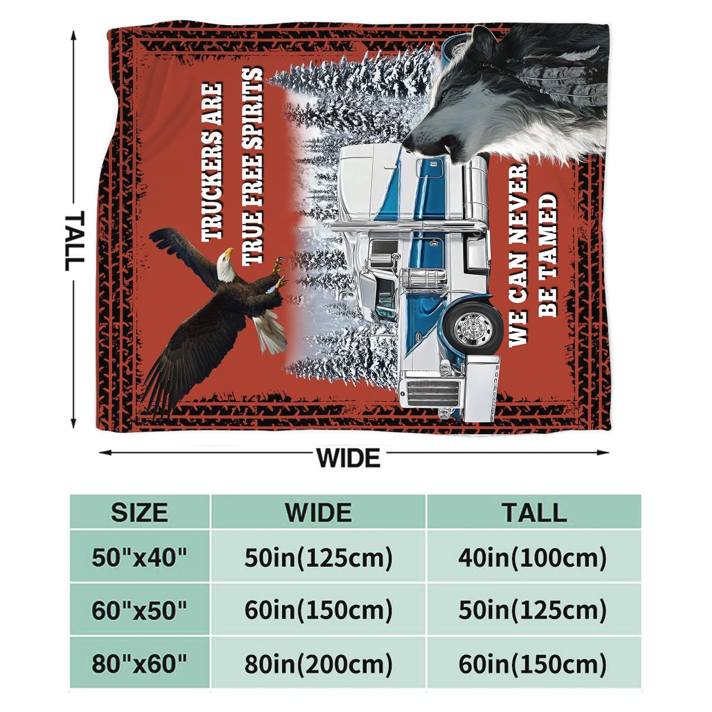 UIAMT Truck Eagle Blanket Trucking Flannel Plush Throw Blanket Cozy Trucker Wolf Wildlife Decor Fleece Stuff Blanket Gifts for Lover Girls Boys Kids Adults Women Bed Travel 40"x50"