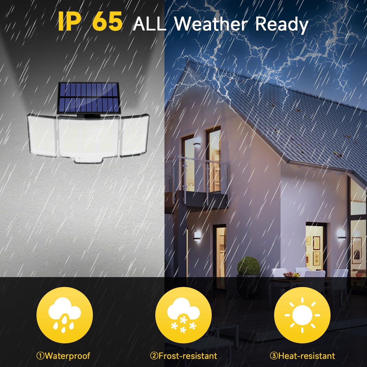 Solar Lights Outdoor Garden Lights 1 Pack 348LED 2000LM IP65 270° 3 Modes Solar Security Lights Outdoor Motion Sensor Outdoors Wall Lights Solar Wall Light Outdoors Motion Sensor Light