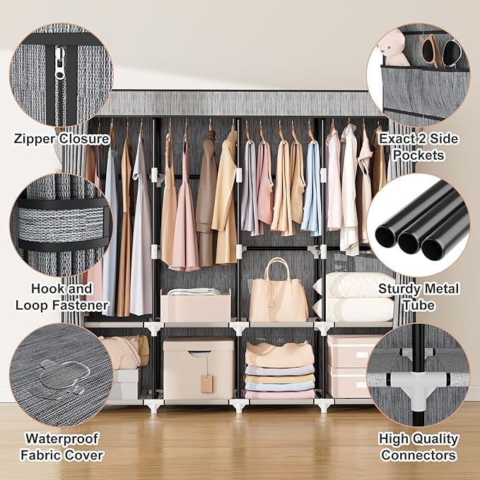 VTRIN Portable Closet for Hanging Clothes 67 Inch Wide Large Capacity Portable