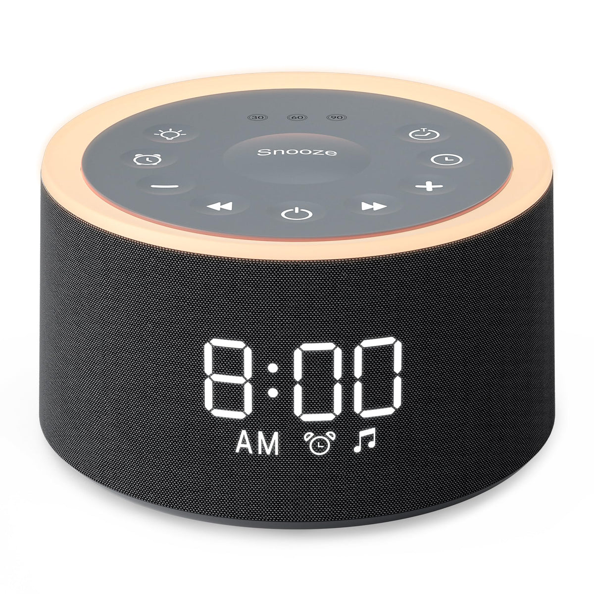 Dreamegg D1+ Sound Machine & Alarm Clock - Sound Machine for Sleep, White Noise Machine with 29 Soothing Sounds, Night Light, 0-100% Dimmable, White Noise Alarm Clock for Bedrooms Adults Baby, Black