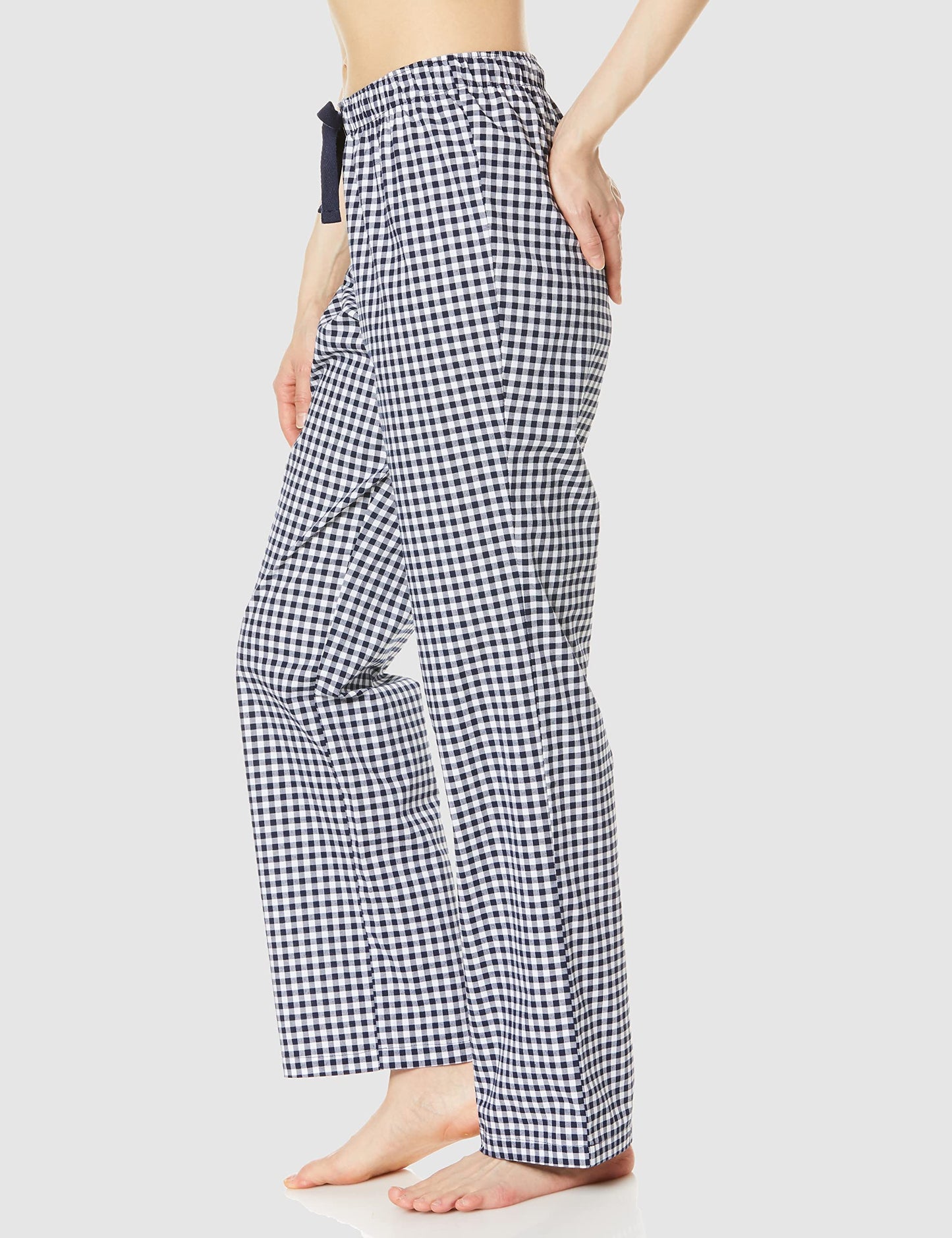 Amazon Essentials Women's Poplin Sleep Pant, Black Gingham, Large