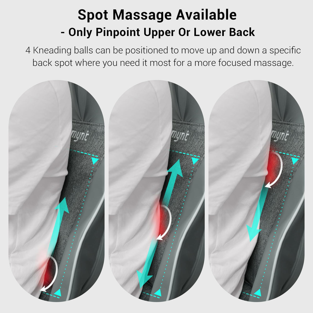 Mynt FSA HSA Eligible 3D Shiatsu Neck and Back Massager for Chair with 10 Deep Kneading Nodes, Adjustable Gray Back Massage with Heat, Portable Massage Chair Pad, Gifts for Father Day