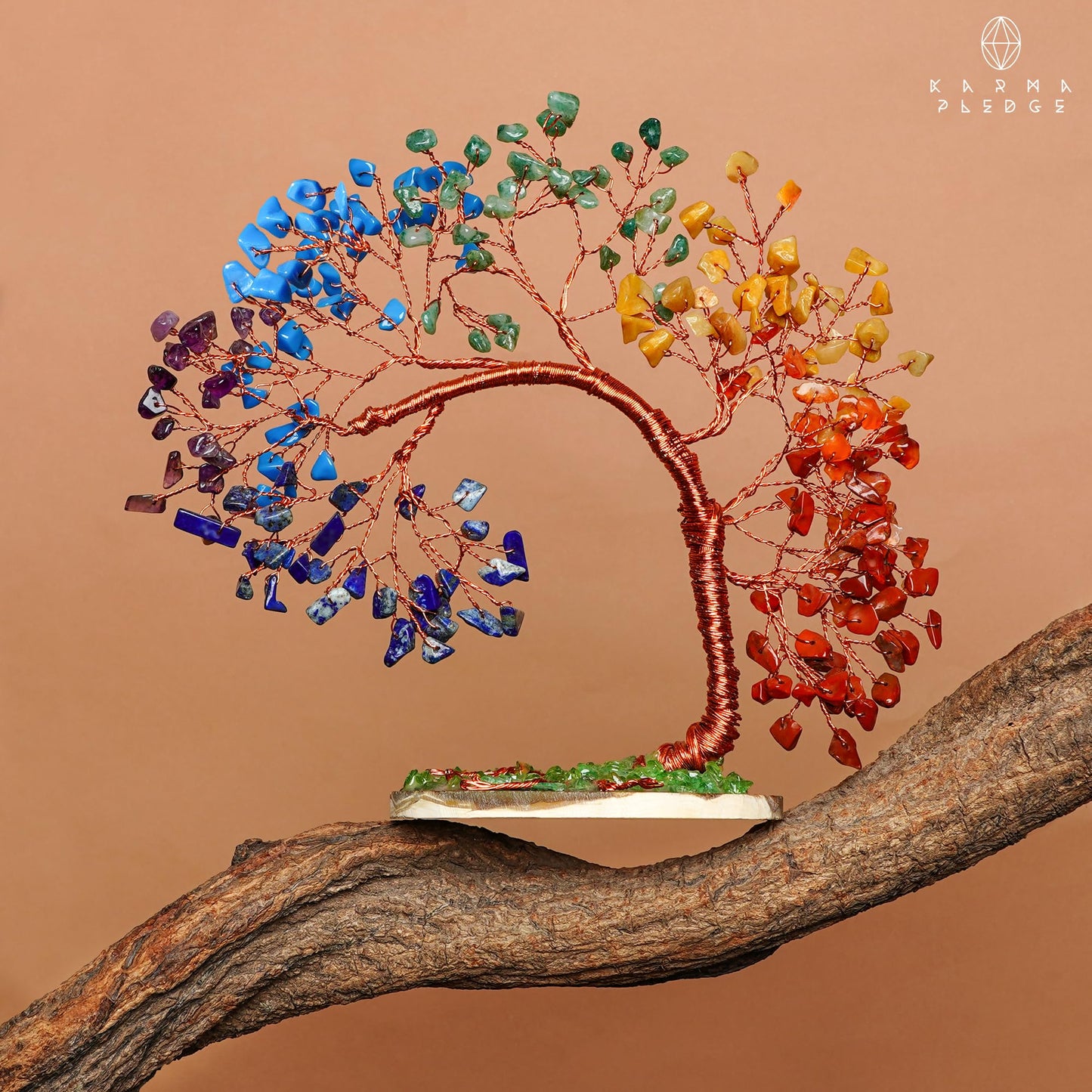 KARMAPLEDGE 7 Chakra Tree of Life for Home, Office, Room, Wall Decor to Bring Money & Good Luck, Handmade Healing Crystal Tree Gifts for Women, Men, Mom & Dad, Unique Gifts for Birthday & Anniversary