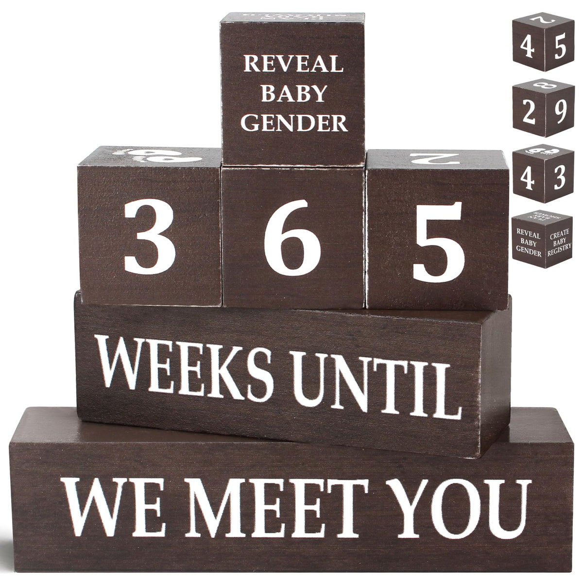 6 Pcs Baby Arrived Week Countdown Wooden Table Decor, Baby Reveal Activities Decision Dice Table Decorations for Home Office