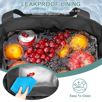 Hafmall Large Drawstring Lunch bag Women, Cute Lunch Box Leak-Resistant Lunch Tote for Picnic Work Office, Black