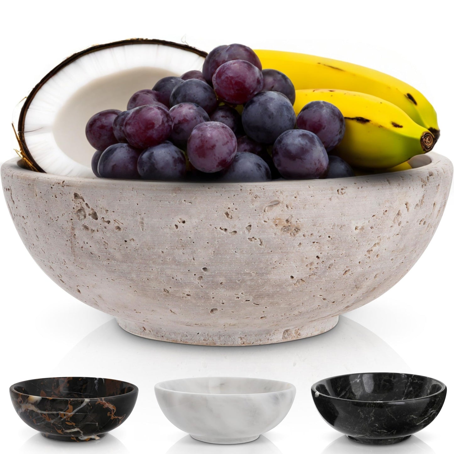 Gusto Nostro 8" Decorative Travertine Bowl for Coffee Table - Elegant Centerpiece, Aesthetic Fruit Bowl for Kitchen Counter - Heavy Stone Entryway Catch all, Jewelry, Potpourri - Travertine Decor