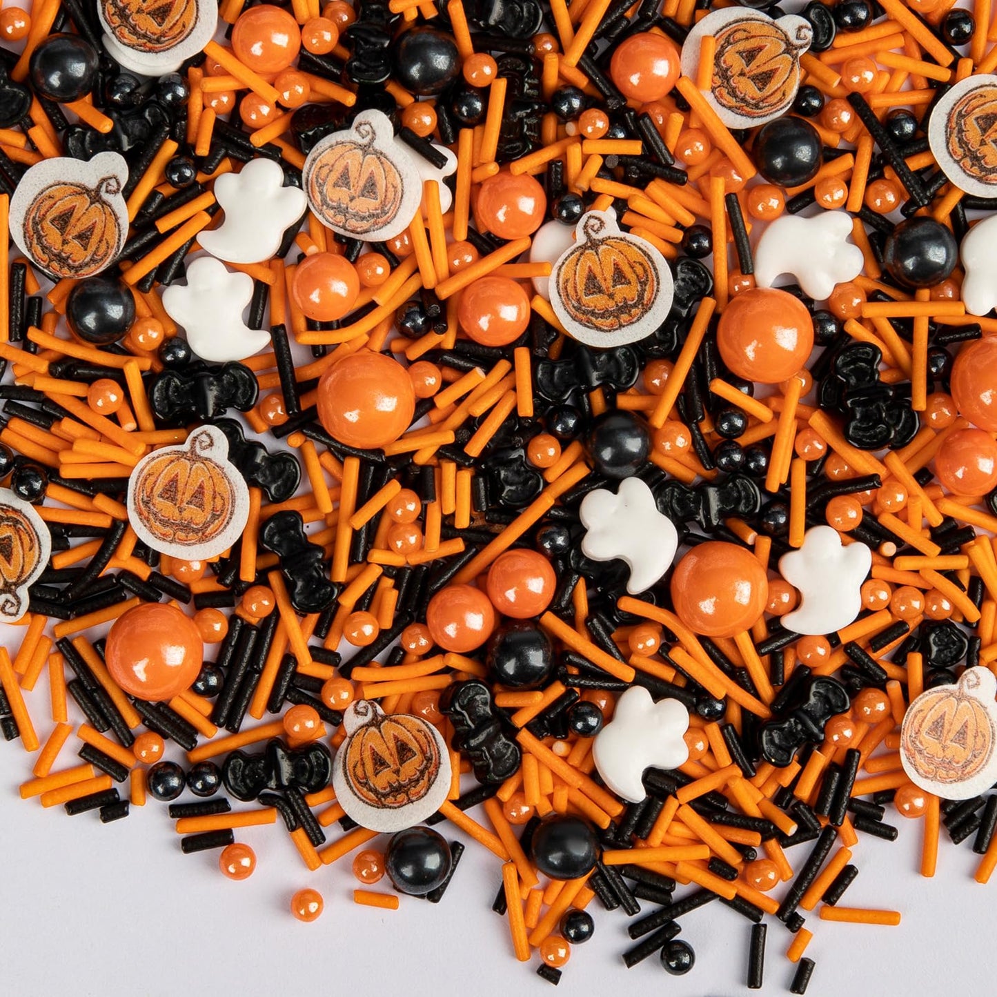 Twisweet Halloween Sprinkles, Pumpkin Sprinkles for Cake Decorating, Edible Candy Ghost Bat Sugar Sprinkle Mix, Black and Orange Baking Candy Bulk, Cupcake Topper Cookie Ice Cream Cake Decorations, Halloween Scary Theme Trick or Treat Party Supplies (130g