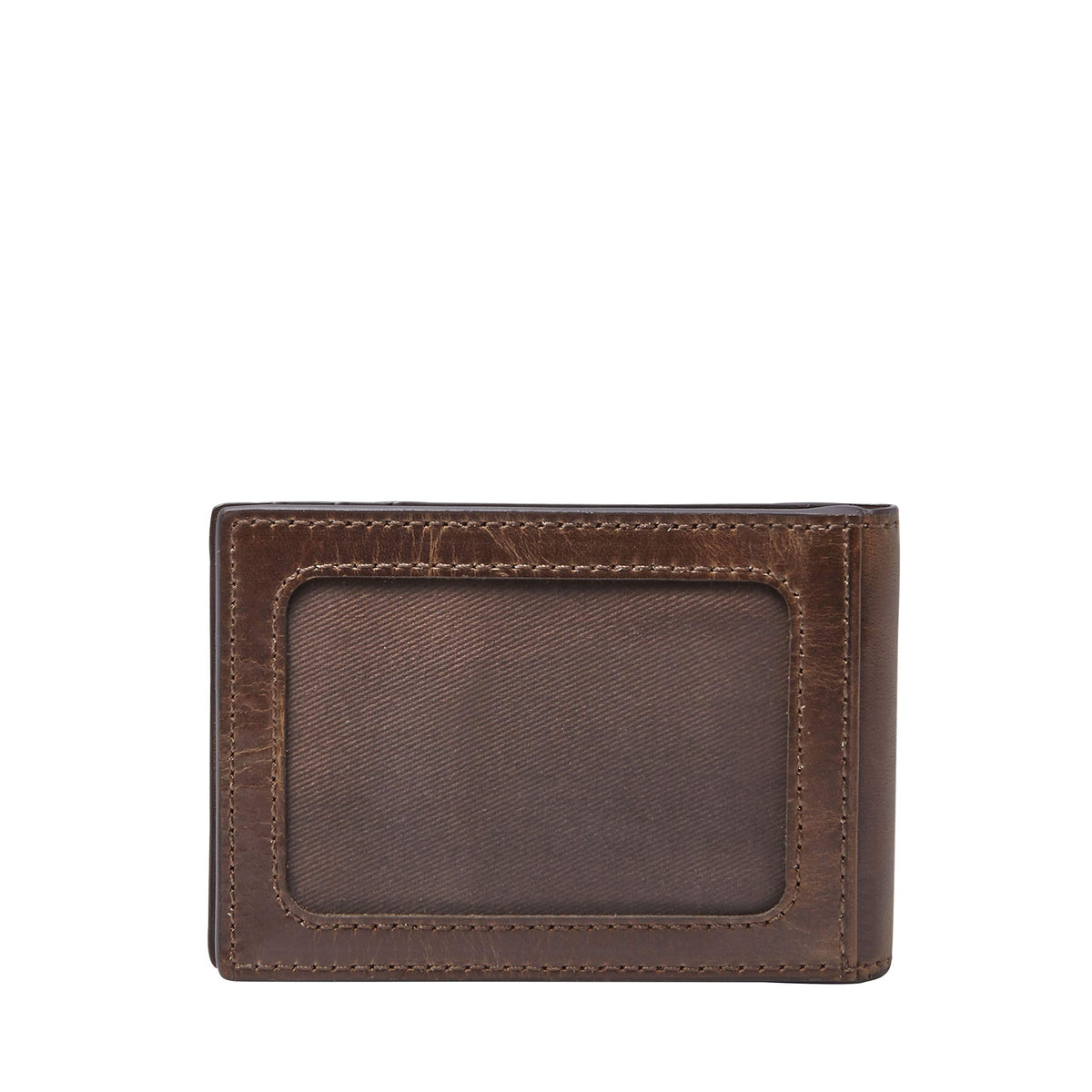 Fossil Men's Derrick Leather Slim Wallet for Men, Minimalist Magnetic Money Clip Bifold Front Pocket Wallet, Dark Brown