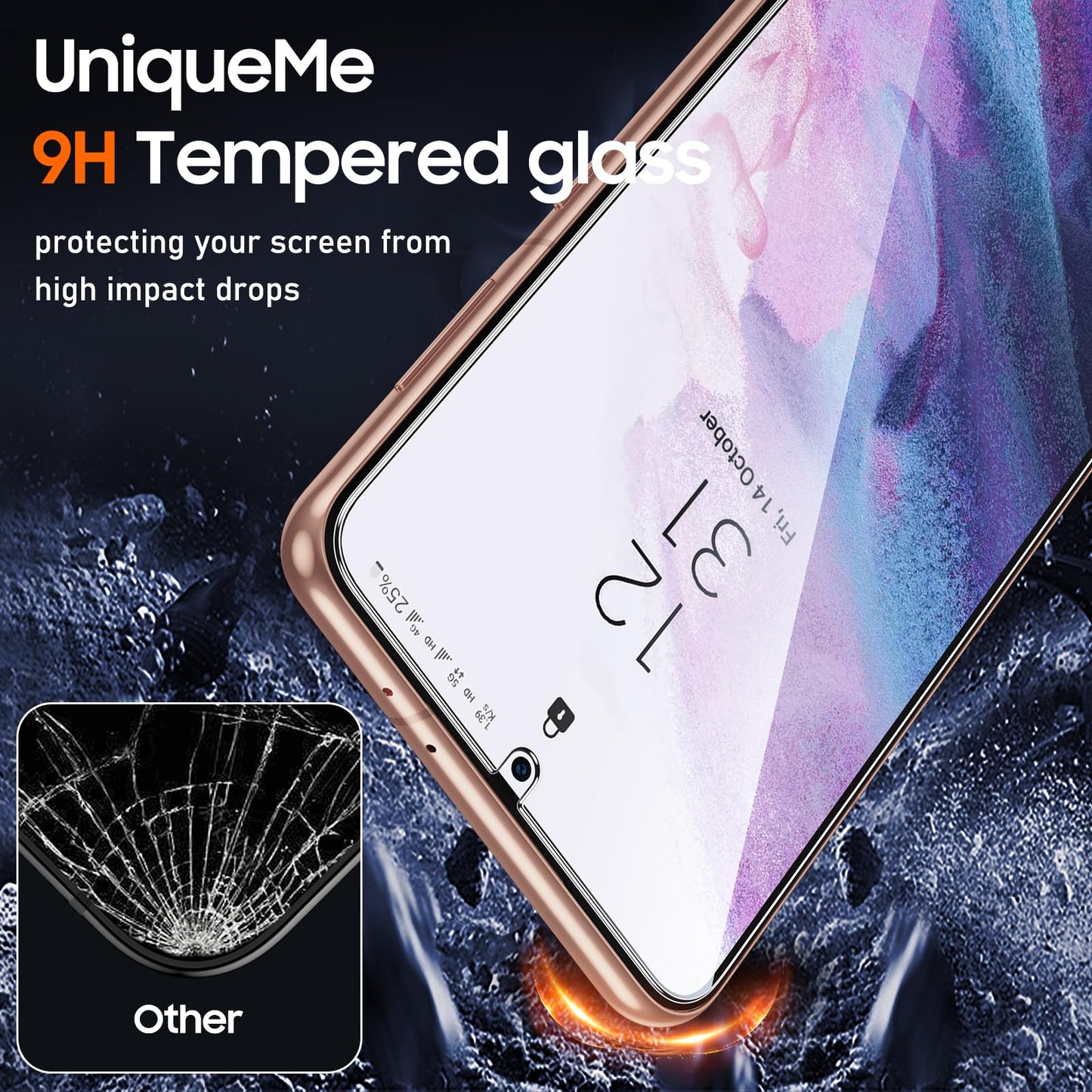 UniqueMe [2+3 Pack Compatible with Samsung Galaxy S21 5G - 6.2 inch Tempered Glass + Camera Lens Protector Screen Protector with Easy Installation Frame[9H Hardness]