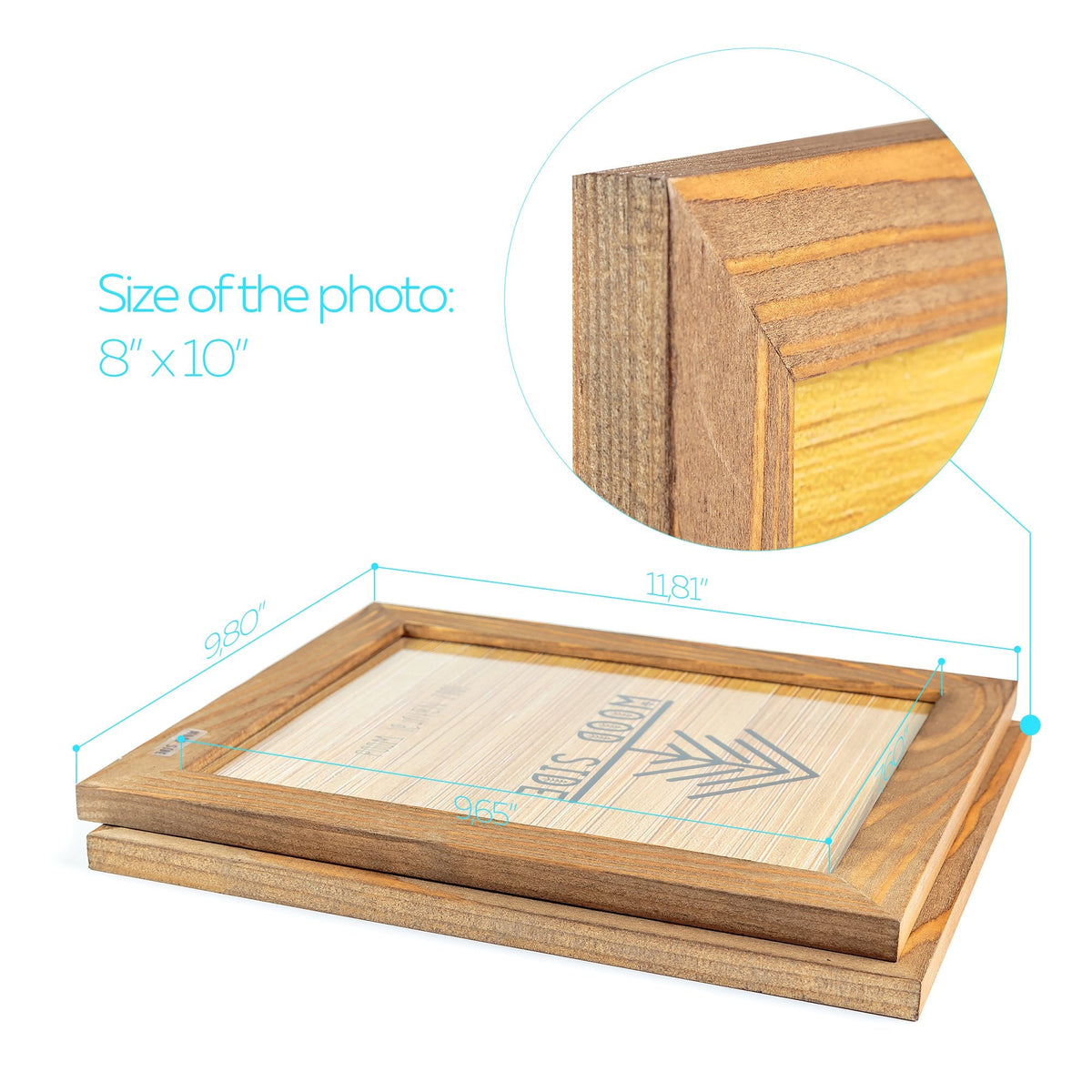 Rustic Wooden Picture Frame 8x10 - Set of 2-100% Natural Eco Walnut Wood with Real Glass for Wall Mounting and Tabletop