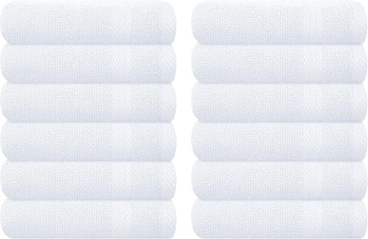GLAMBURG Ultra Soft 12-Piece Washcloths Set 13x13-100% Ringspun Cotton