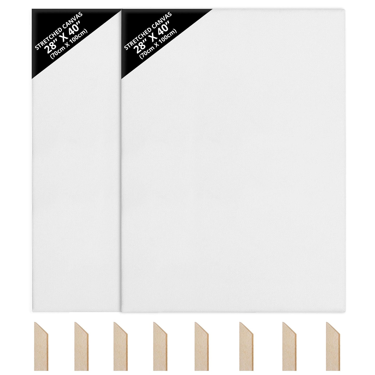 Kurtzy 2 Pack Blank Canvas - 70 x 100cm (28 x 40 inches) - Extra Large Pre Stretched Canvas Panels with Wooden Wedges - Suitable for Acrylic and Oil Painting Also for Sketching and Drawing